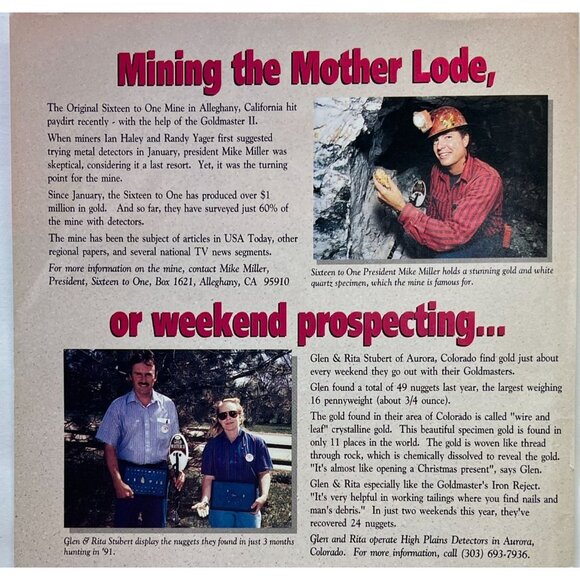 Goldmaster II Metal Detector Print Ad Vintage 90s Gold Mining Whites Electronics - Picture 4 of 6